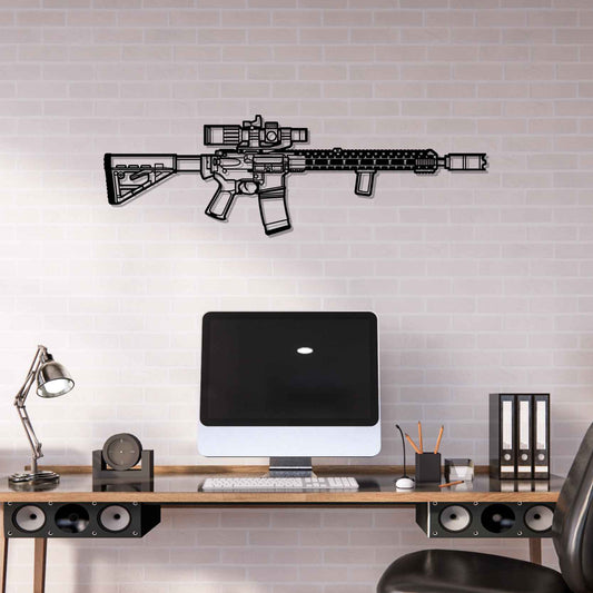 M5FL 2023 Silhouette  Metal Gun Silhouette Wall Art