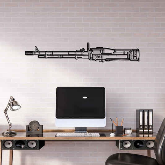 M60D Helicopter Mounted Gun Silhouette Metal Gun Silhouette Wall Art
