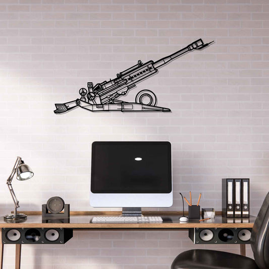 M777 howitzer Canadian Silhouette Metal Gun Silhouette Wall Art