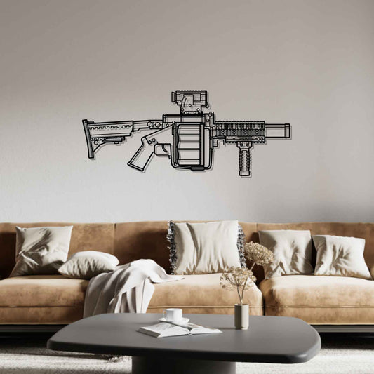 MGL M32A1 Silhouette   Metal Gun Silhouette Wall Art