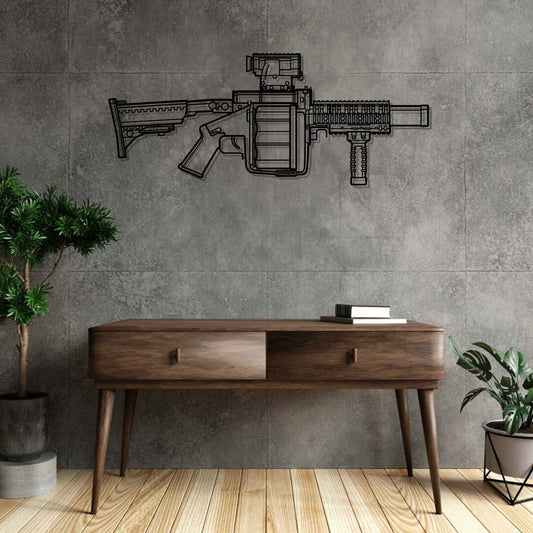 MGL M32A1 Silhouette   Metal Gun Silhouette Wall Art