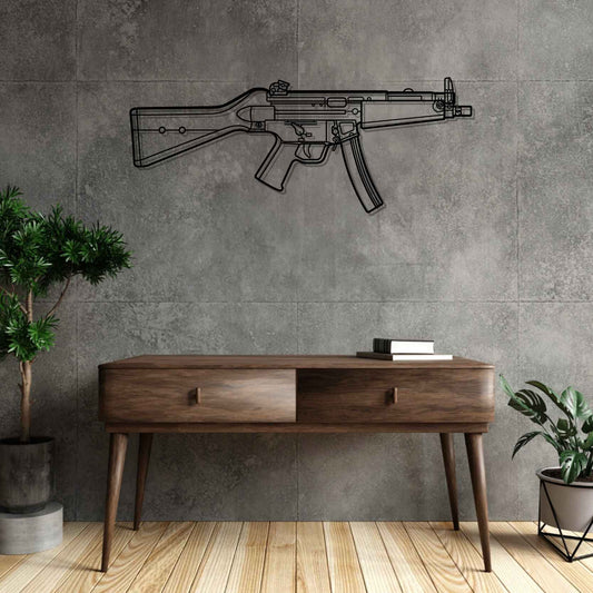 MP5A5 Silhouette Metal Gun Silhouette Wall Art