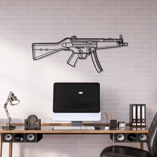 MP5A5 Silhouette Metal Gun Silhouette Wall Art