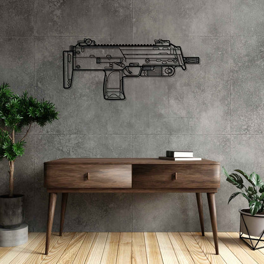 MP7A1 Silhouette Metal Gun Silhouette Wall Art