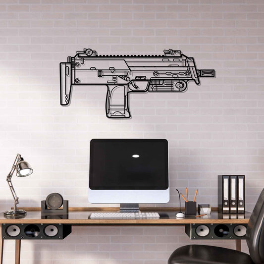 MP7A1 Silhouette Metal Gun Silhouette Wall Art