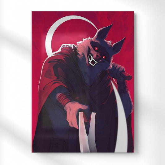 Masked Beast Swordsman Metal Poster | Aesthetic Pop Art Wall Decor & Painting