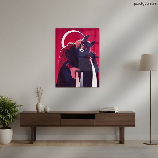 Masked Beast Swordsman Metal Poster | Aesthetic Pop Art Wall Decor & Painting