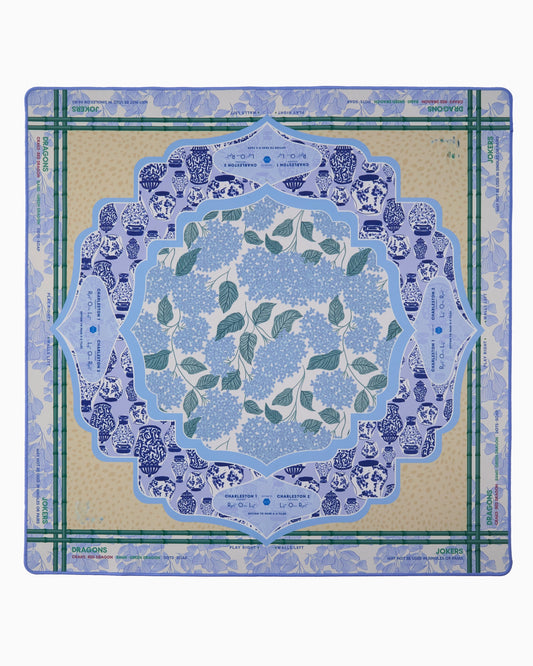 Blue Porcelain Mahjong Mat – 33×33 Inch Mahjong Game Mat