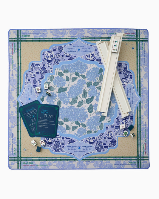 Blue Porcelain Mahjong Mat – 33×33 Inch Mahjong Game Mat