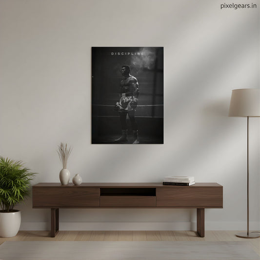 Mohammad Ali Discipline Motivational Metal Poster | Aesthetic Pop Art Wall Decor & Painting