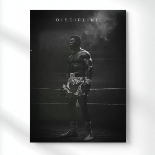 Mohammad Ali Discipline Motivational Metal Poster | Aesthetic Pop Art Wall Decor & Painting