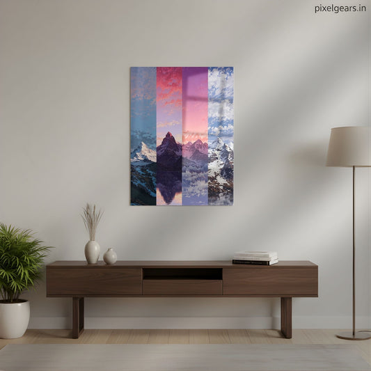 Mountain Skylines Altered States Metal Poster | Aesthetic Pop Art Wall Decor & Painting