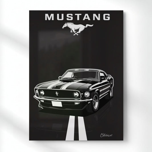 Mustang: The Black Stallion Metal Poster | Aesthetic Pop Art Wall Decor & Painting