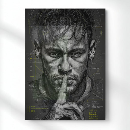 Neymar Jr Iconic Portrait Metal Poster | Aesthetic Pop Art Wall Decor & Painting