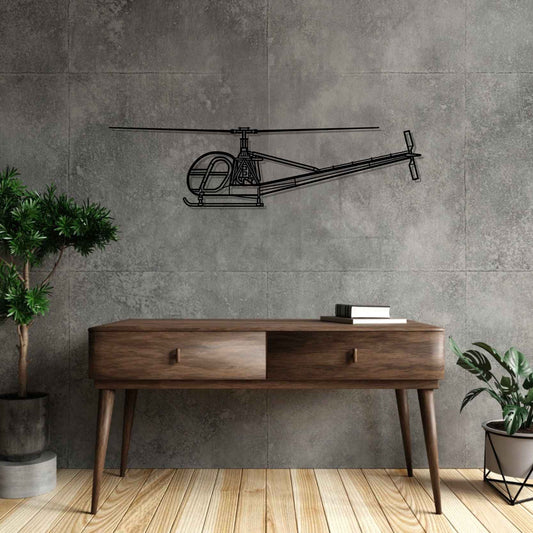 OH-23G Raven 1968 Silhouette  Metal Gun Silhouette Wall Art