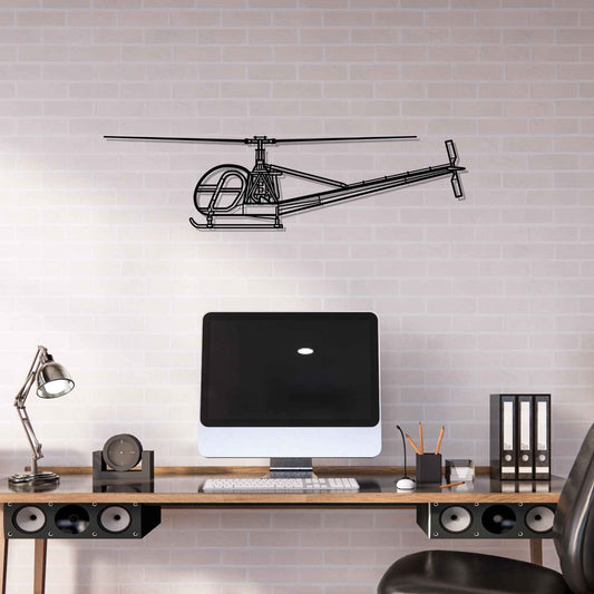 OH-23G Raven 1968 Silhouette  Metal Gun Silhouette Wall Art