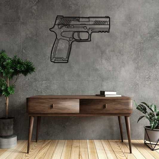 P320-M18 California Front Silhouette  Metal Gun Silhouette Wall Art