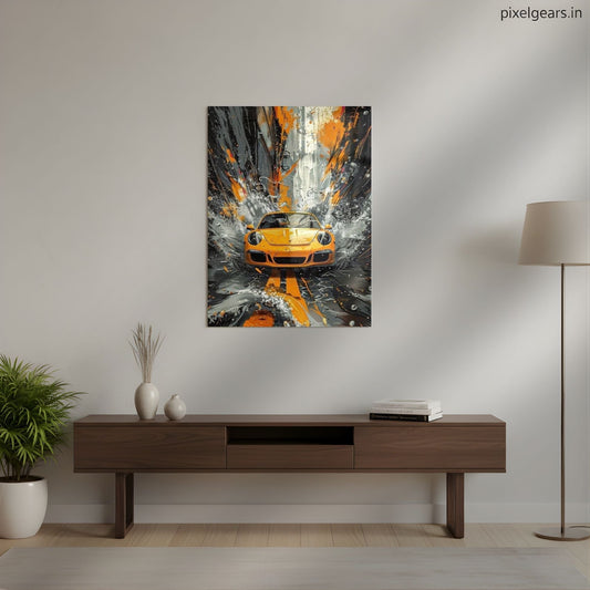 Porsche 911 Explosion Art Metal Poster | Aesthetic Pop Art Wall Decor & Painting