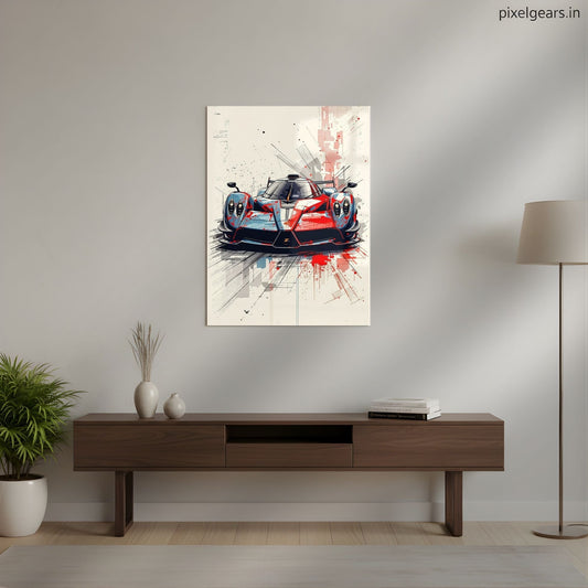 Porsche: Track Splatter Metal Poster | Aesthetic Pop Art Wall Decor & Painting