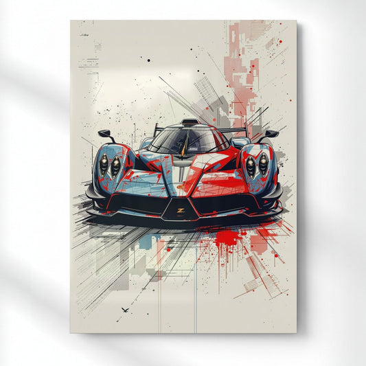Porsche: Track Splatter Metal Poster | Aesthetic Pop Art Wall Decor & Painting