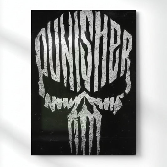 Punisher Inspired Skull Emblem Metal Poster | Aesthetic Pop Art Wall Decor & Painting