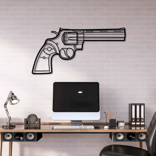Python 6- Front Silhouette Metal Gun Silhouette Wall Art