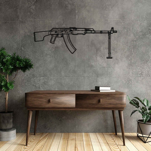 RPK-74 Silhouette Metal Gun Silhouette Wall Art