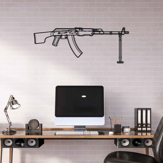 RPK-74 Silhouette Metal Gun Silhouette Wall Art