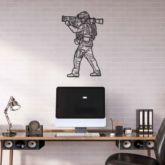 Ranger with a Rocket Launcher Silhouette  Metal Gun Silhouette Wall Art