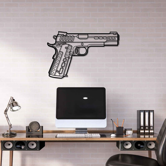 Rapide 1911 Front Silhouette  Metal Gun Silhouette Wall Art
