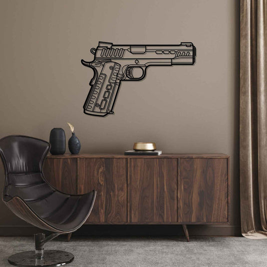 Rapide 1911 Front Silhouette  Metal Gun Silhouette Wall Art