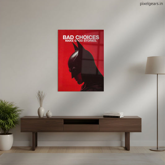 Red Aesthetic Batman Motivational Metal Poster | Aesthetic Pop Art Wall Decor & Painting