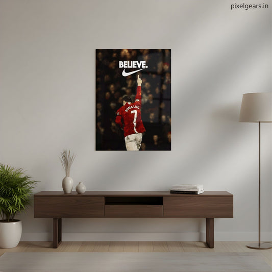 Ronaldo Believe Motivational Metal Poster | Aesthetic Pop Art Wall Decor & Painting