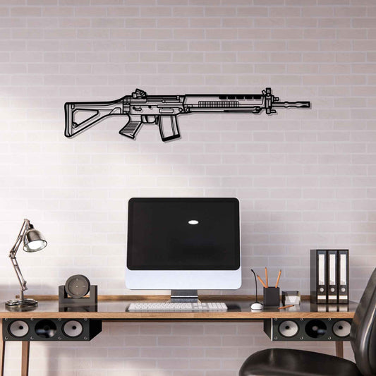 SG 550 Silhouette Metal Gun Silhouette Wall Art