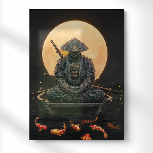 Samurai Meditation Artwork Metal Poster | Aesthetic Pop Art Wall Decor & Painting