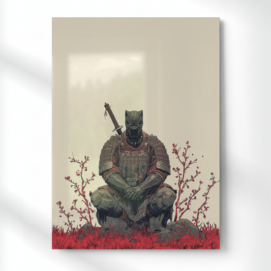 Samurai Panther Metal Poster | Aesthetic Pop Art Wall Decor & Painting