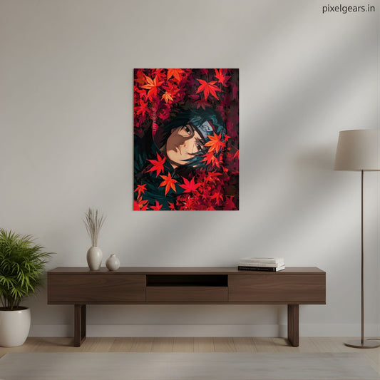 Sasuke Red Leaf Art Metal Poster | Aesthetic Pop Art Wall Decor & Painting