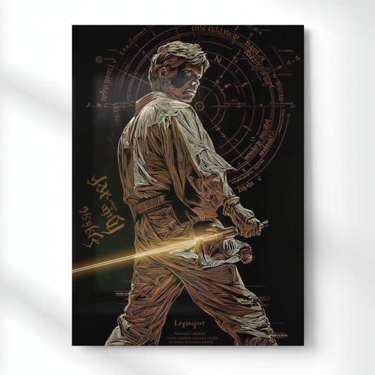 Sci-Fi Jedi Artwork Metal Poster | Aesthetic Pop Art Wall Decor & Painting