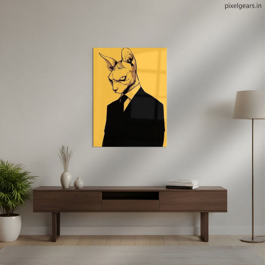 Sphynx Cat Gentleman Metal Poster | Aesthetic Pop Art Wall Decor & Painting
