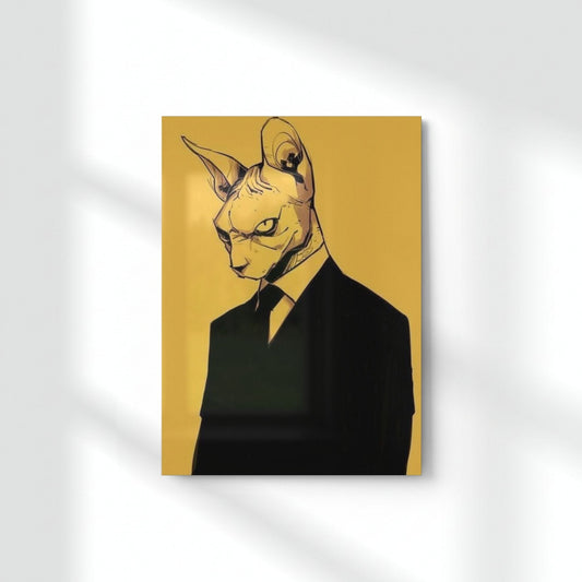 Sphynx Cat Gentleman Metal Poster | Aesthetic Pop Art Wall Decor & Painting