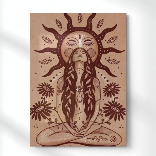 Sun Meditation Metal Poster | Aesthetic Pop Art Wall Decor & Painting