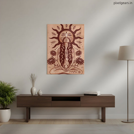 Sun Meditation Metal Poster | Aesthetic Pop Art Wall Decor & Painting