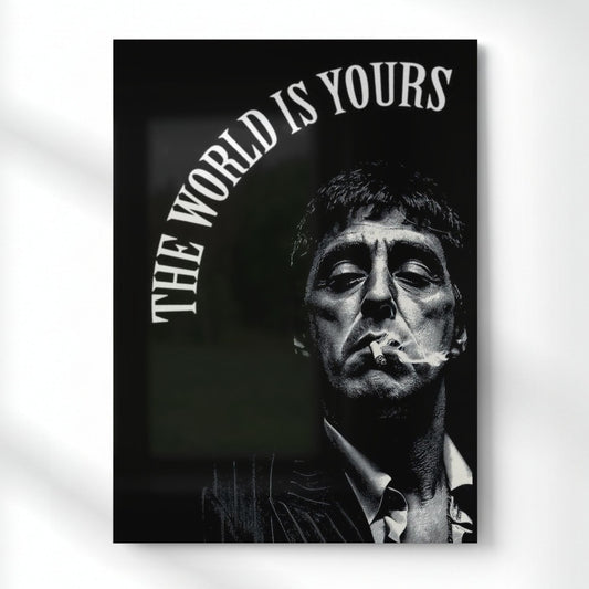 The World Is Yours Motivational Metal Poster | Aesthetic Pop Art Wall Decor & Painting