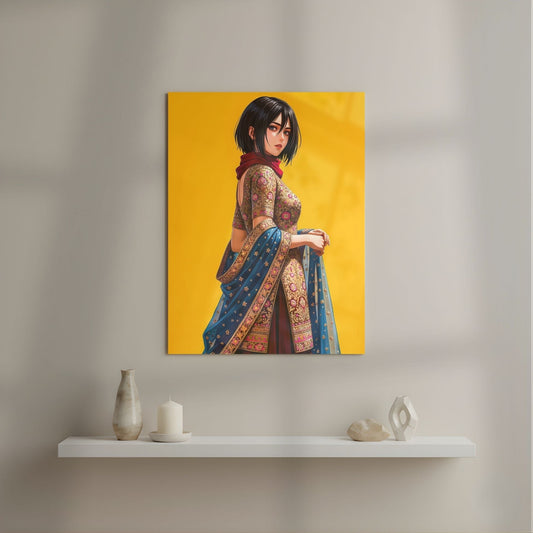 Traditional Desi Girl Metal Poster | Aesthetic Pop Art Wall Decor & Painting