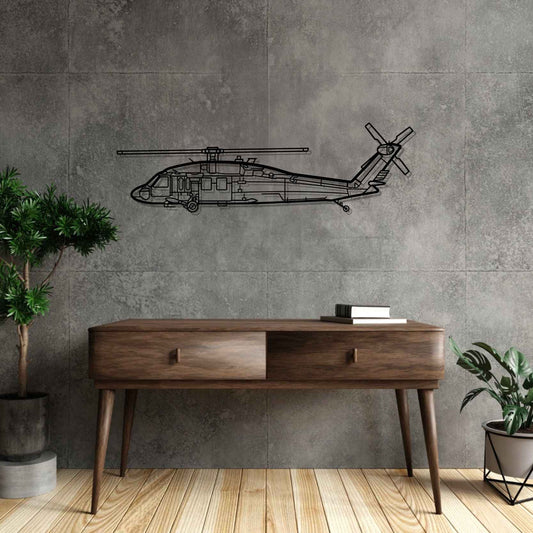 UH-60 BlackHawk Silhouette  Metal Gun Silhouette Wall Art