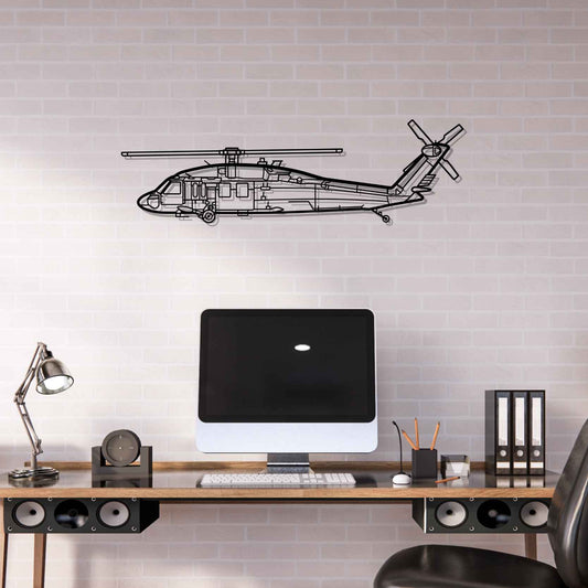 UH-60 BlackHawk Silhouette  Metal Gun Silhouette Wall Art