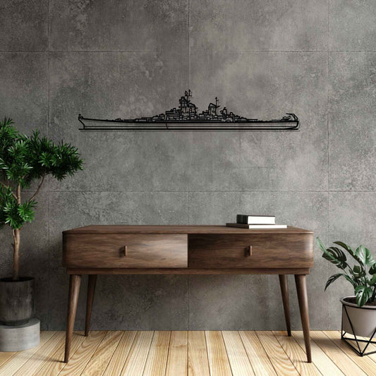 USS Missouri -BB-63- Silhouette Metal Gun Silhouette Wall Art