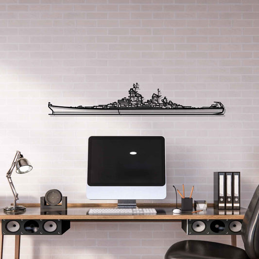 USS Missouri -BB-63- Silhouette Metal Gun Silhouette Wall Art