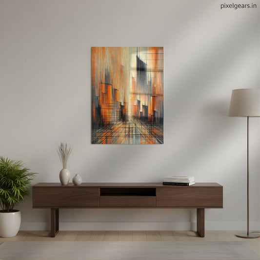 Urban Abstract Lines Metal Poster | Aesthetic Pop Art Wall Decor & Painting