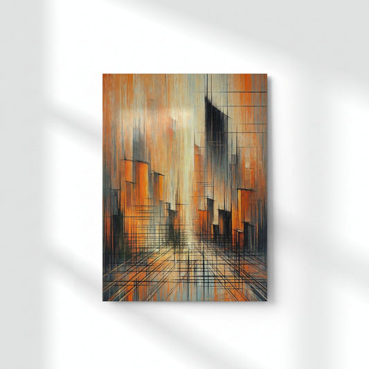 Urban Abstract Lines Metal Poster | Aesthetic Pop Art Wall Decor & Painting